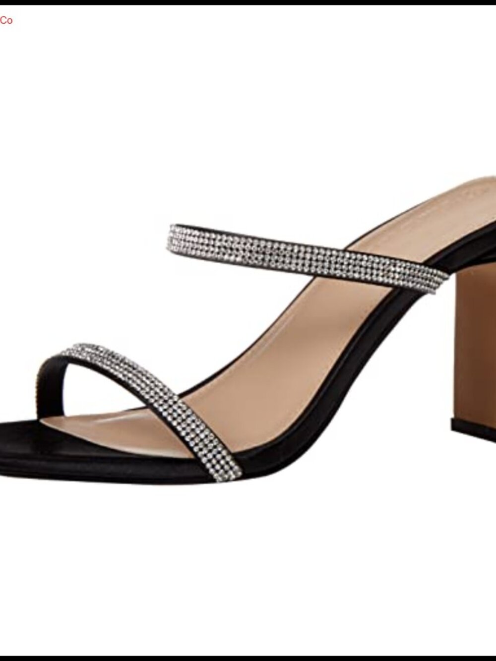 Square Toe Two Strap High Heeled Sandal Block Heel Formal